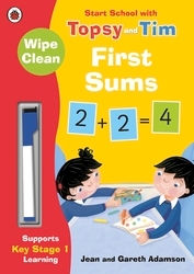Book cover of Wipe-Clean First Sums: Start School with Topsy and Tim by Jean Adamson