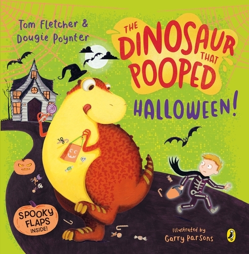 Book cover of The Dinosaur that Pooped Halloween! by Tom Fletcher, Dougie Poynter