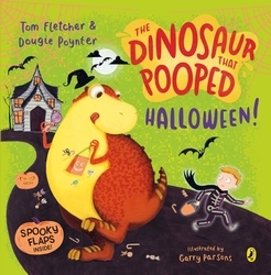 Book cover of The Dinosaur that Pooped Halloween! by Tom Fletcher, Dougie Poynter