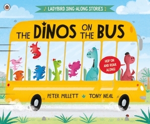 Book cover of The Dinos on the Bus by Peter Millett