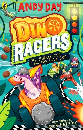 Book cover of Dino Racers: The Jungle Cup and the Lava Cup by Andy Day