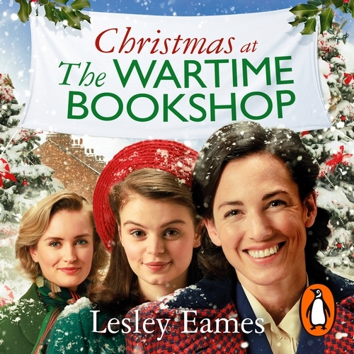 Book cover of Christmas at the Wartime Bookshop by Lesley Eames