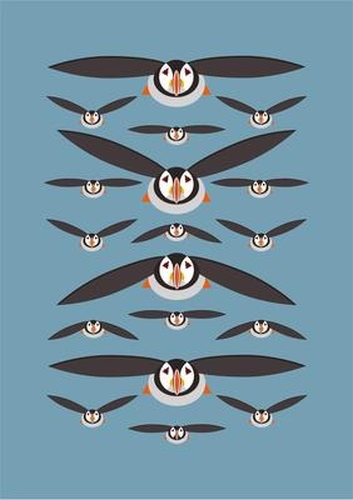 Book cover of Flying Puffins A5 Hardback Notebook by I Like Birds