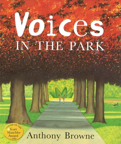 Book cover of Voices in the Park by Anthony Browne