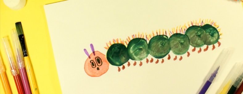 Make a Very Hungry Caterpillar squishy marshmallow print