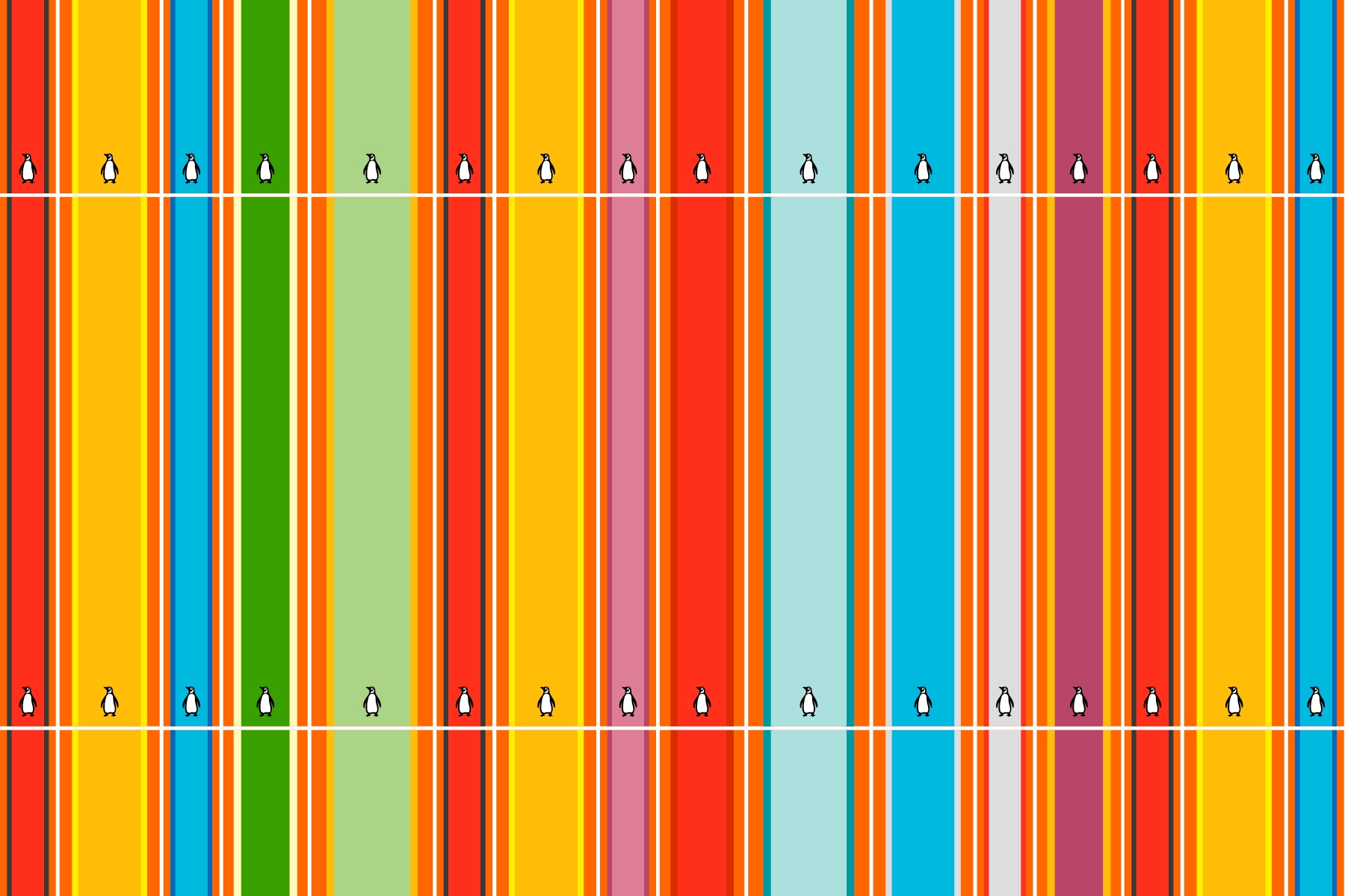 An illustration of several brightly coloured Penguin paperback spines lined up 