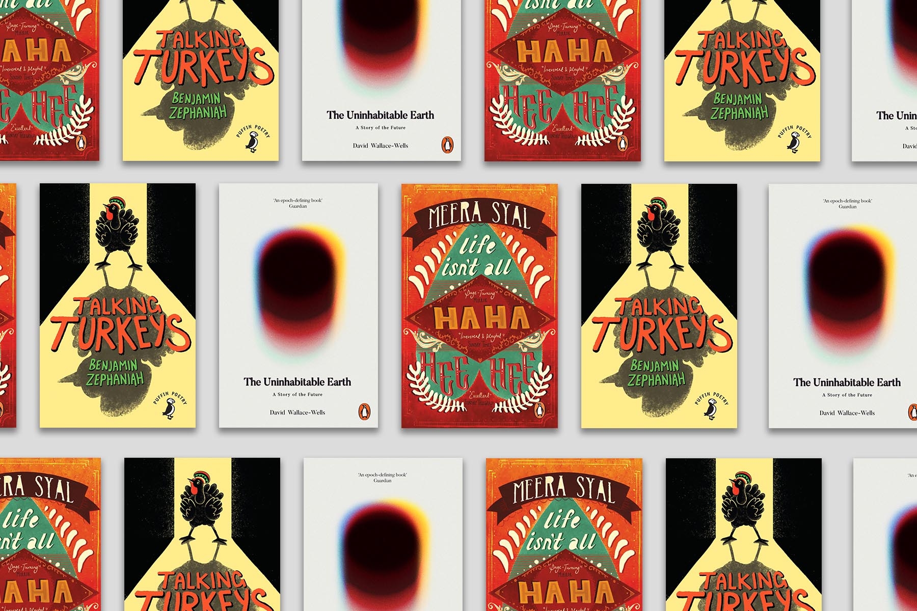 Tiled pictures of 3 winning book cover designs in the 2021 Student Design Awards