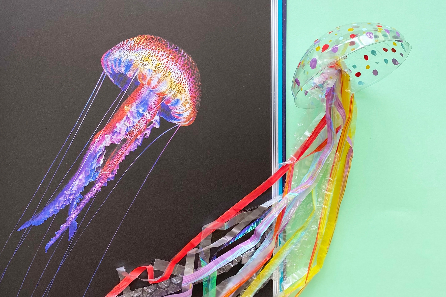 Make a jellyfish mobile out of a recycled plastic bottle