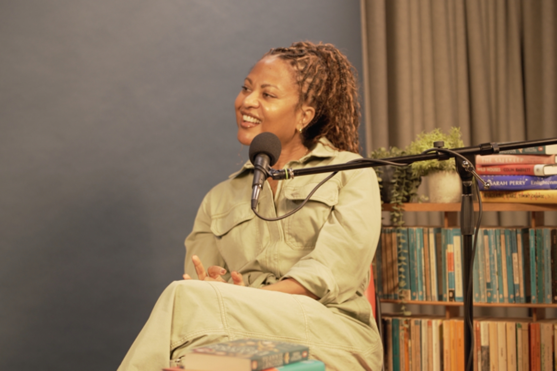 Image of Sara Collins in The Penguin Podcast studio