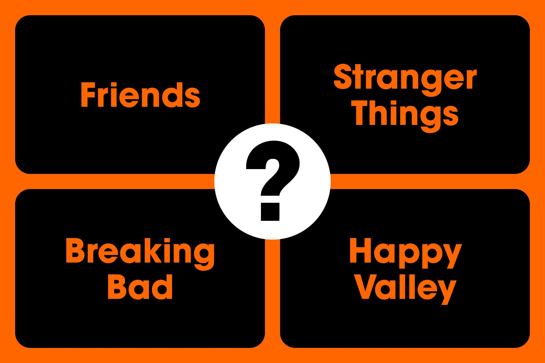 Popular TV shows, including Friends, Stranger Things, Breaking Bad and Happy Valley.