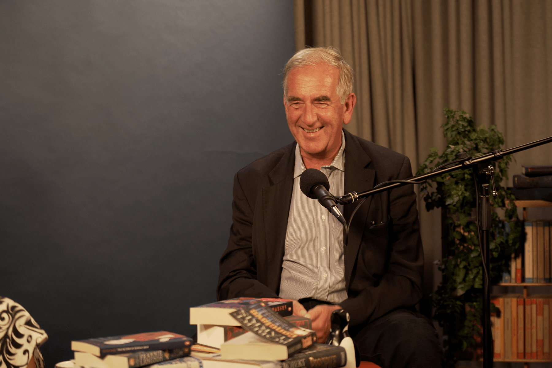 Robert Harris speaking in the Penguin Podcast studio