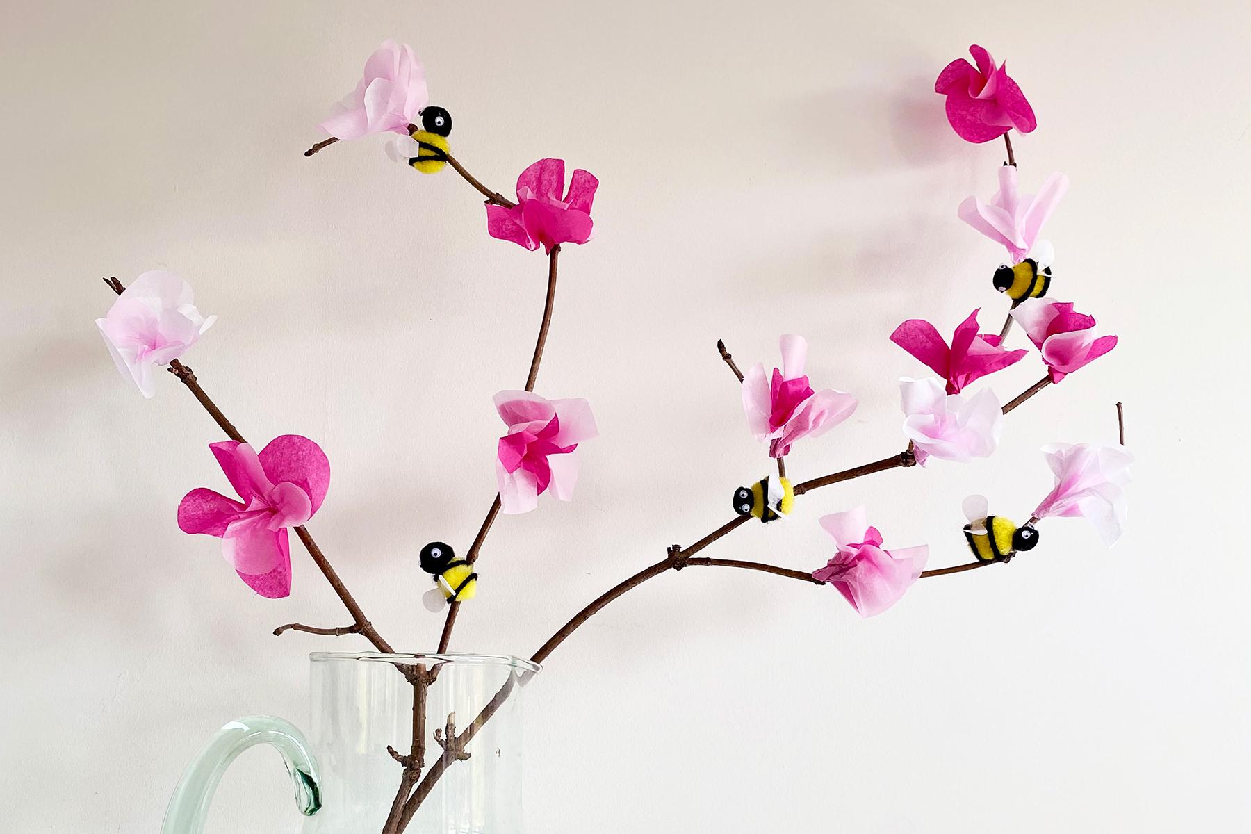Make your own cherry blossom and bumblebee decorations for spring