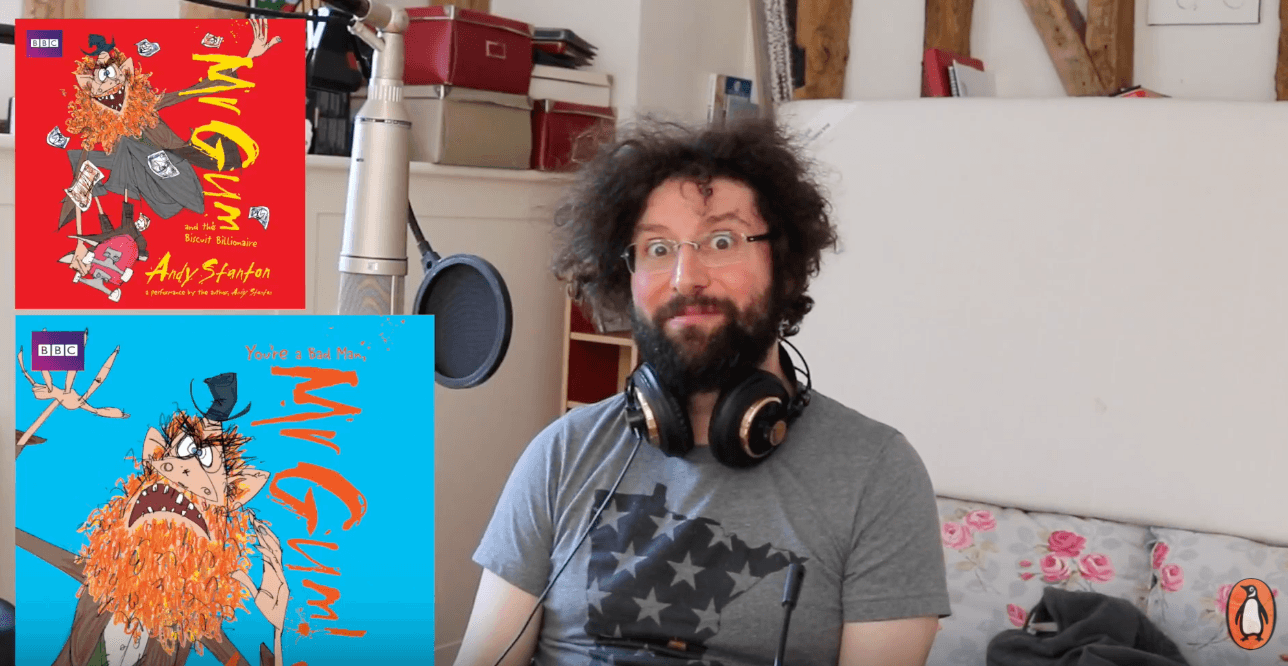 Watch how Andy Stanton recorded the entire audiobook series for Mr Gum